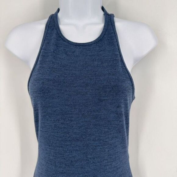 NWT Abercrombie & Fitch MIDI dress blue‎ Heathered open back cut out size small - Picture 2 of 13